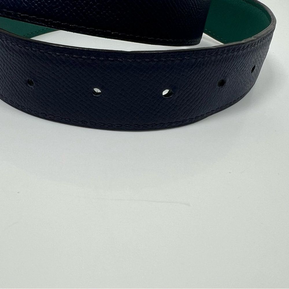 Hermes Reversible H Belt Blue And Green Size 85 Silver Buckle 30mm - Picture 4 of 7